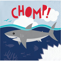 192 pc Bulk Shark Party Chomp Beverage Napkins - Birthday Party Supplies by Creative Converting