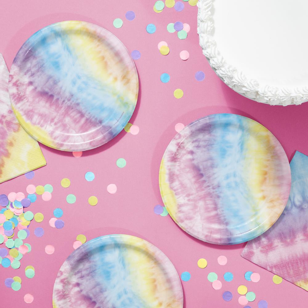 96ct Bulk Tie Dye Party Dessert Plates