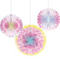 18 pc Bulk Tie Dye Party Paper Fans - Birthday Party Supplies by Creative Converting