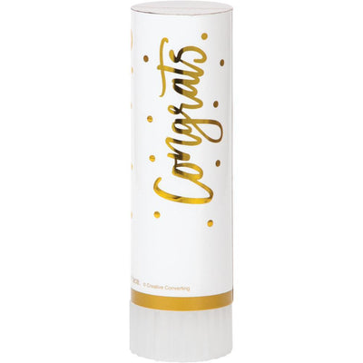 48 pc Bulk White and Gold Wedding Confetti Cannons - Wedding and Anniversary Party Supplies by Creative Converting