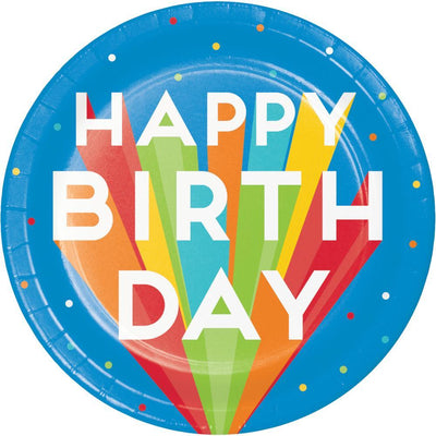 Happy Birthday Bash Paper Dinner Plates (Case of 96) - Birthday Party Supplies by Creative Converting