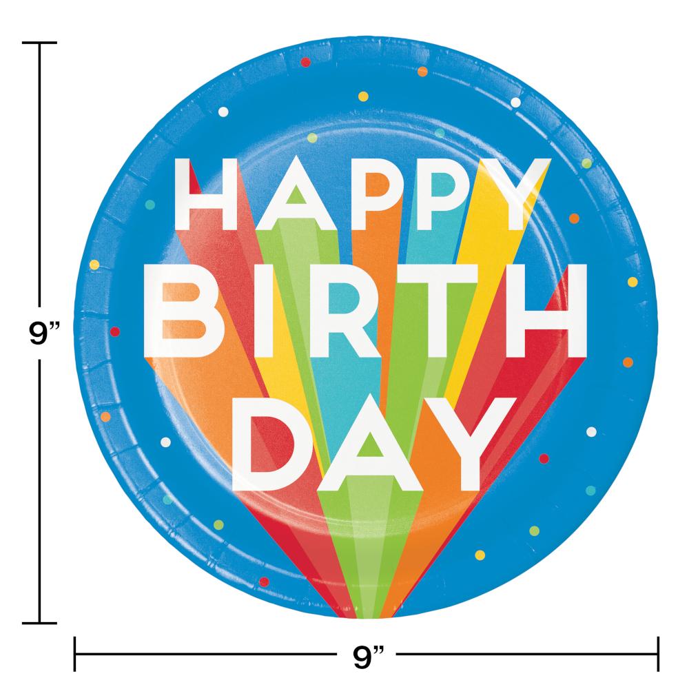 Happy Birthday Bash Paper Dinner Plates (Case of 96) by Creative Converting