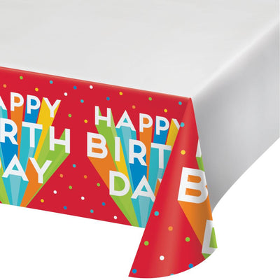 Happy Birthday Bash Plastic Tablecloths (Case of 12) - Birthday Party Supplies by Creative Converting