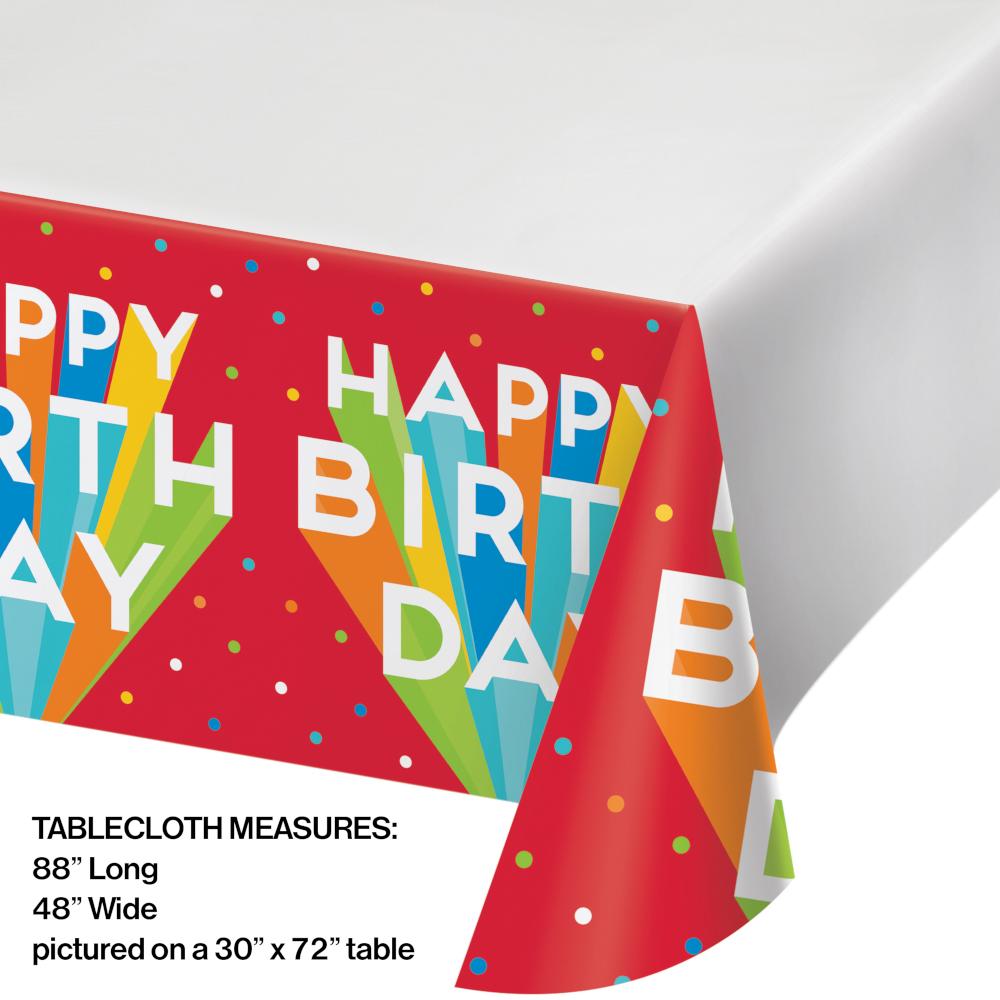 Happy Birthday Bash Plastic Tablecloths (Case of 12) by Creative Converting
