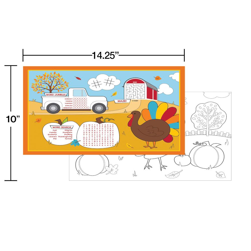 96ct Bulk Fall Fun Activity Placemats