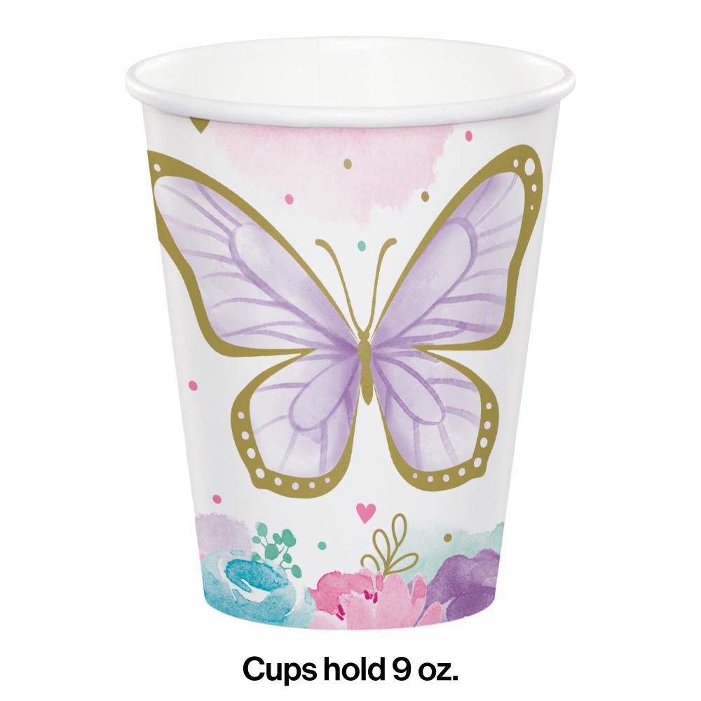 96ct Bulk Golden Butterfly Paper Cups