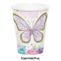 96ct Bulk Golden Butterfly Paper Cups