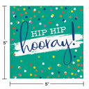 192ct Bulk Festive Cake Hip Hip Hooray Beverage Napkins