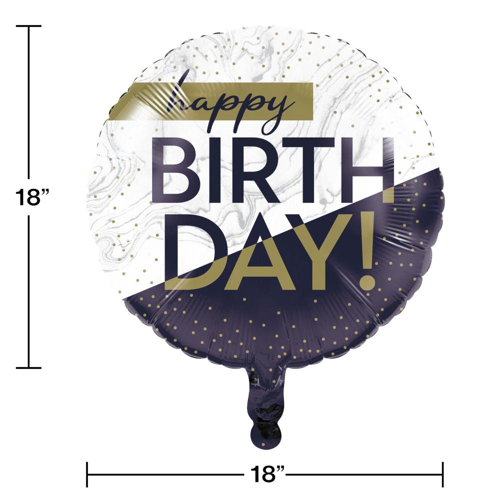 10ct Bulk Navy and Gold Birthday Mylar Balloons