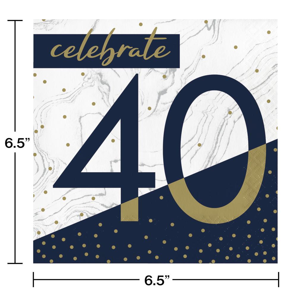 192ct Bulk Navy and Gold 40th Birthday Luncheon Napkins
