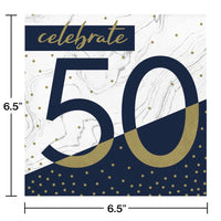 192ct Bulk Navy and Gold 50th Birthday Luncheon Napkins