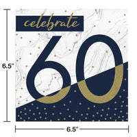 192ct Bulk Navy and Gold 60th Birthday Luncheon Napkins