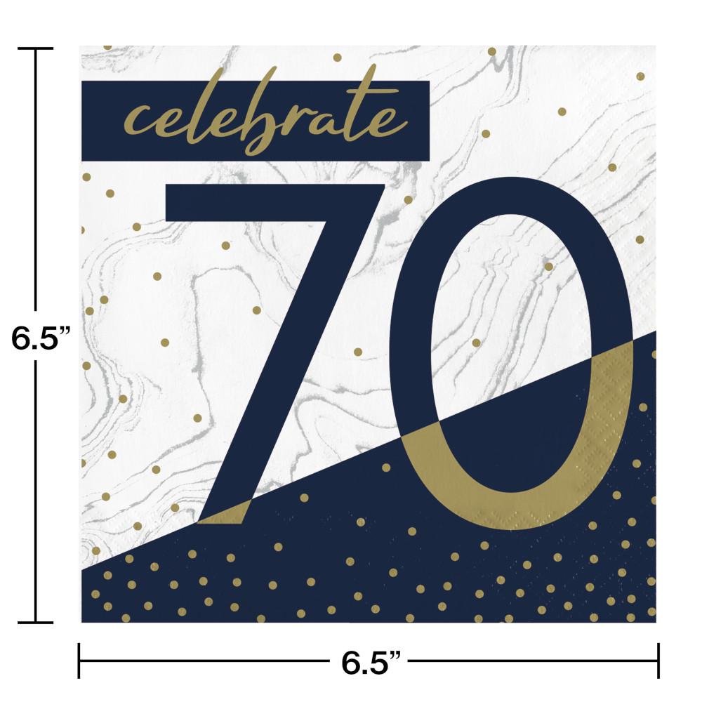 192ct Bulk Navy and Gold 70th Birthday Luncheon Napkins