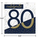 192ct Bulk Navy and Gold 80th Birthday Luncheon Napkins