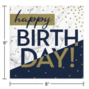 192ct Bulk Navy and Gold Birthday Beverage Napkins