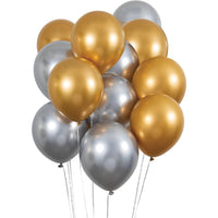 144 pc Bulk Gold and Silver Balloon Bunch - Birthday Party Supplies by Creative Converting