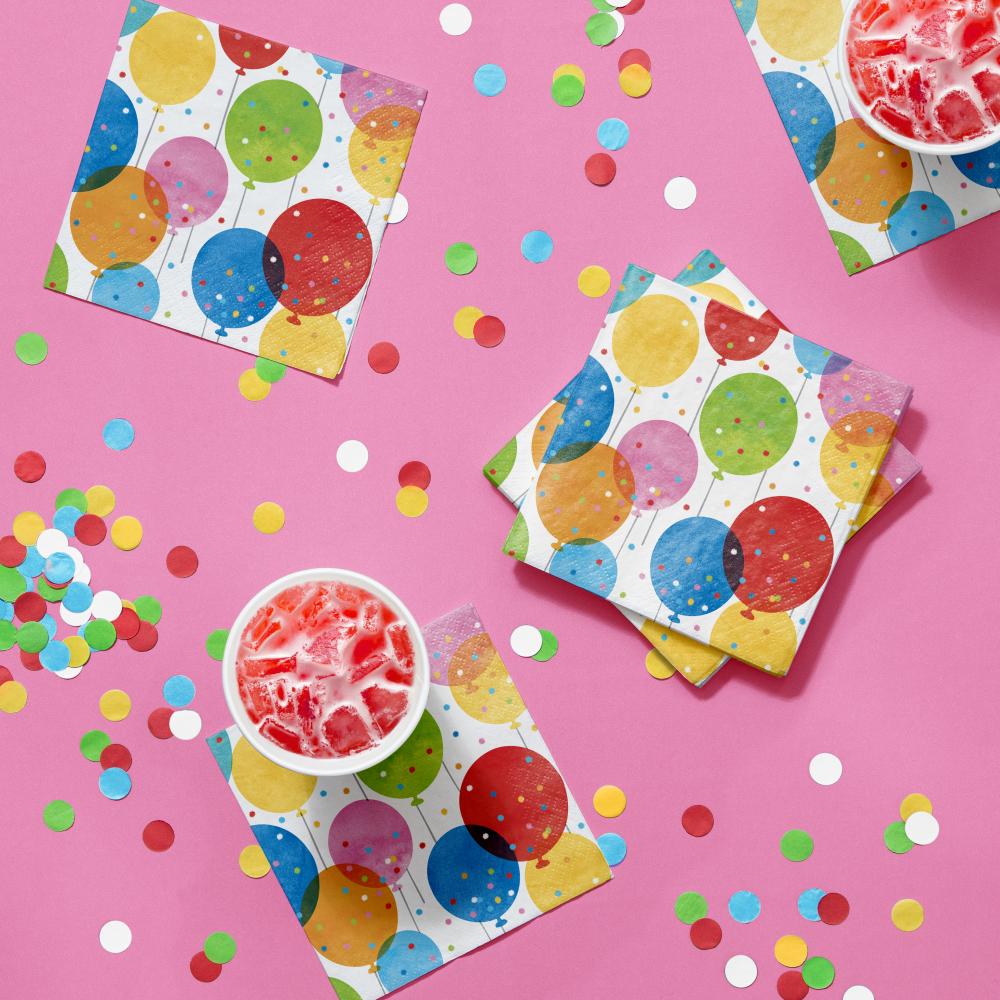 192ct Bulk Birthday Confetti Balloons Beverage Napkins