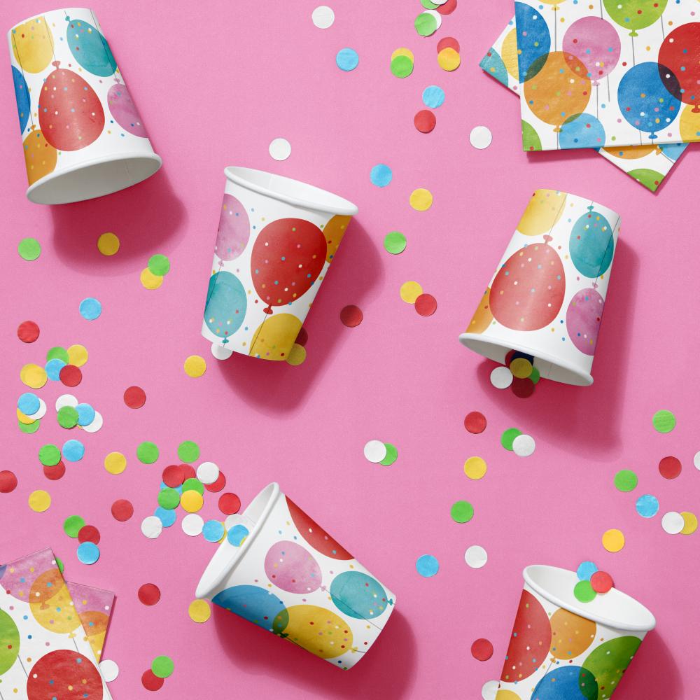 96ct Bulk Birthday Confetti Balloons Paper Cups