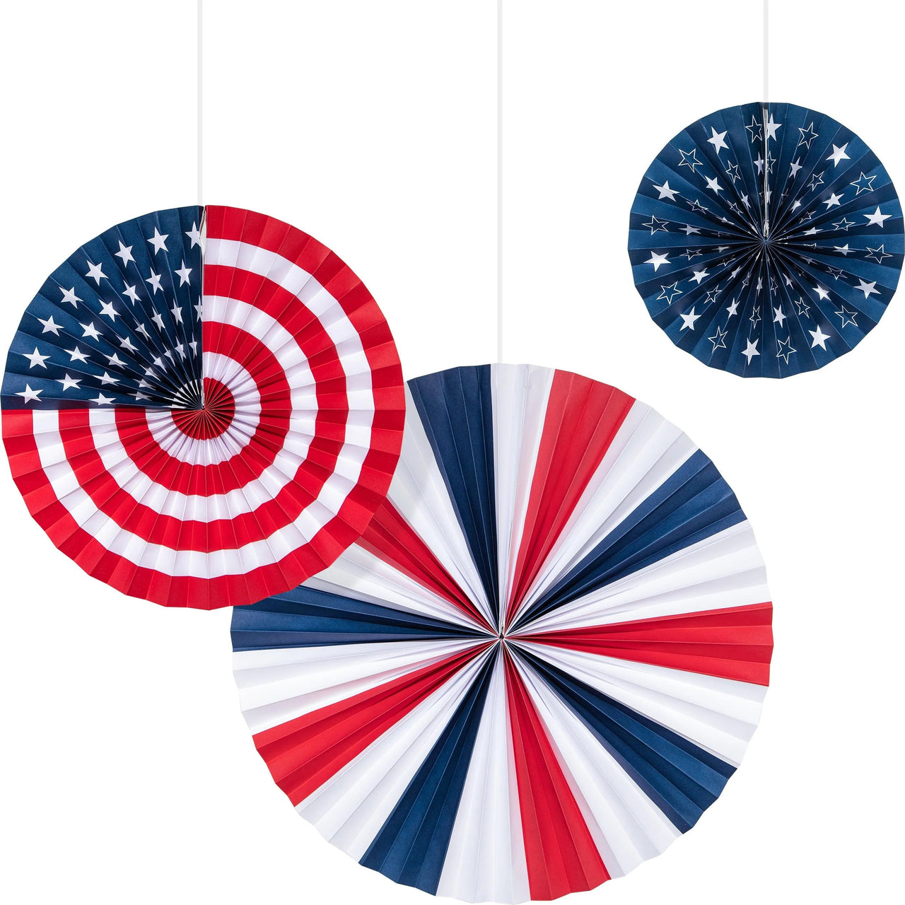 36 pc Bulk Patriotic Fans PR 16" 12" 8" - Patriotic and 4th of July Party Supplies by Creative Converting