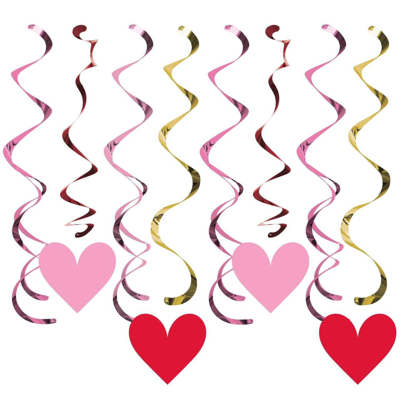 96 pc Bulk Val Hearts with Gold Split Dizzy Danglers - Valentine's Day Party Supplies by Creative Converting
