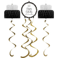 18/Case Hanging Décor w/ HC and Danglers - Golden Wishes - Birthday Party Supplies by Creative Converting