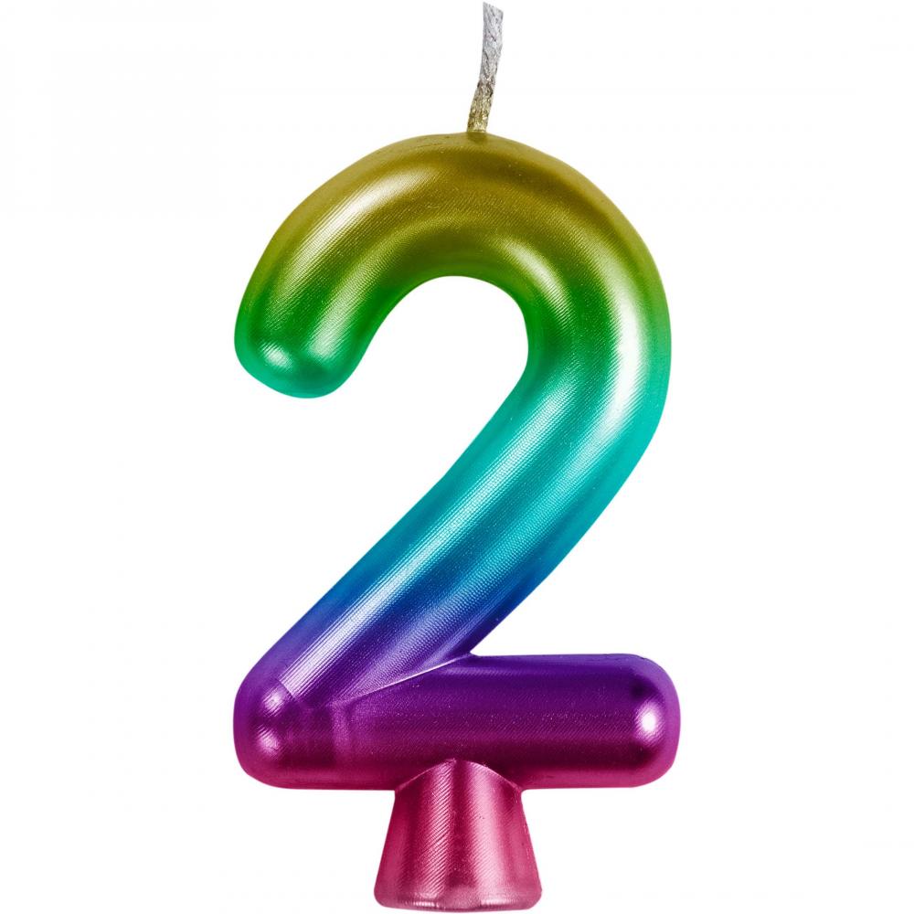 12/Case nan - Rainbow Metallic 2 Birthday Candle - Birthday Party Supplies by Creative Converting