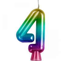 12/Case nan - Rainbow Metallic 4 Birthday Candle - Birthday Party Supplies by Creative Converting