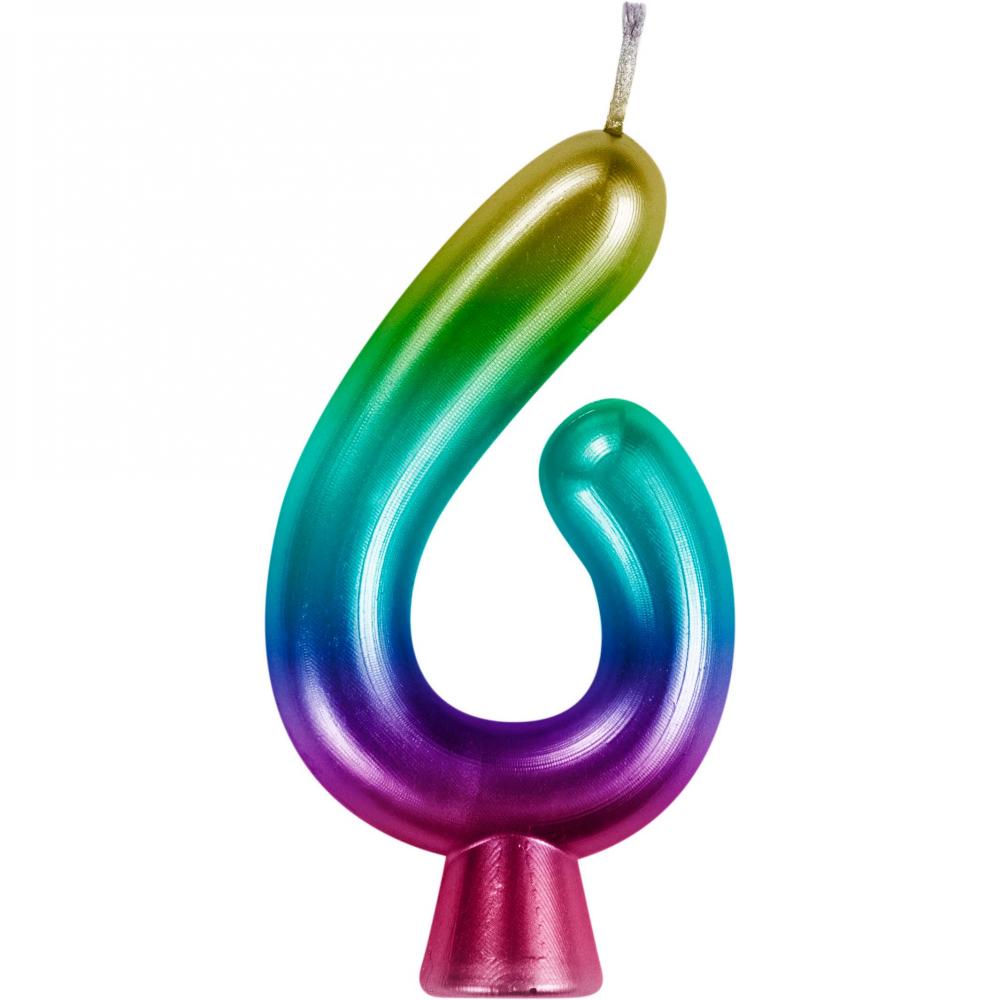 12/Case nan - Rainbow Metallic 6 Birthday Candle - Birthday Party Supplies by Creative Converting