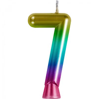 12/Case nan - Rainbow Metallic 7 Birthday Candle - Birthday Party Supplies by Creative Converting