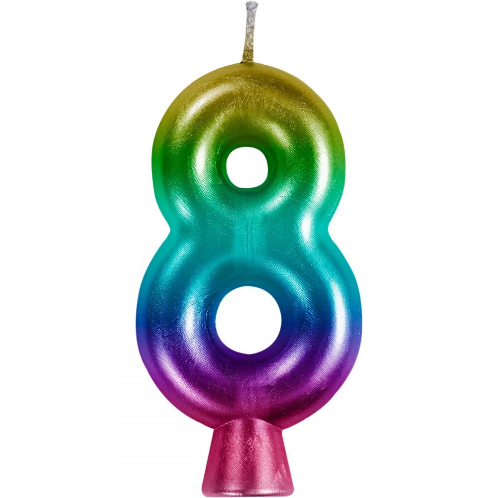 12/Case nan - Rainbow Metallic 8 Birthday Candle - Birthday Party Supplies by Creative Converting