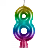 12/Case nan - Rainbow Metallic 8 Birthday Candle - Birthday Party Supplies by Creative Converting