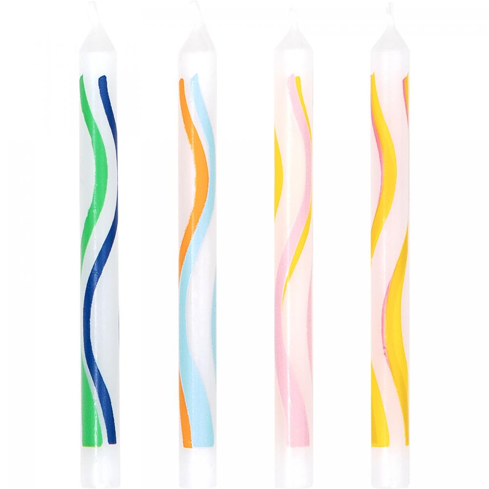 240/Case Multicolor Wave Print Birthday Candles - nan - Birthday Party Supplies by Creative Converting