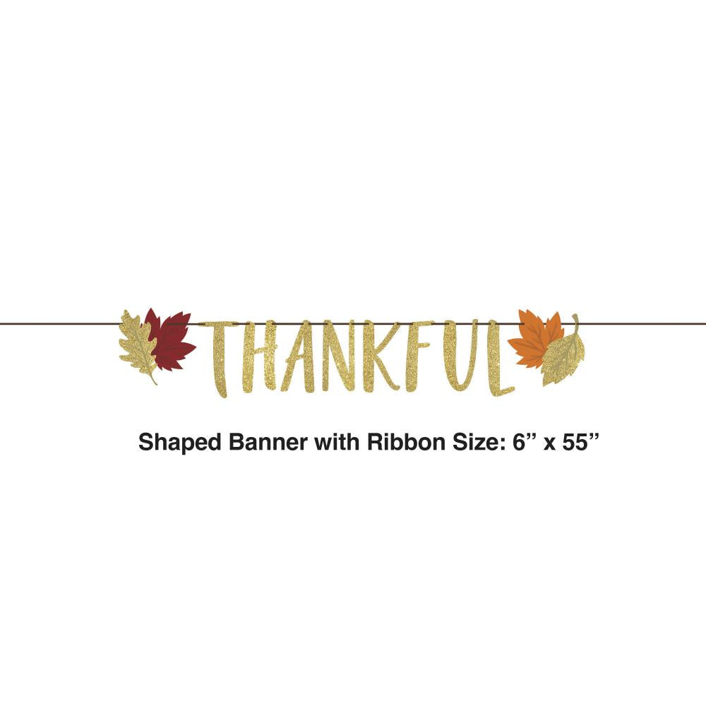 Bulk Case of Thankful Fall Ribbon Banner Shaped