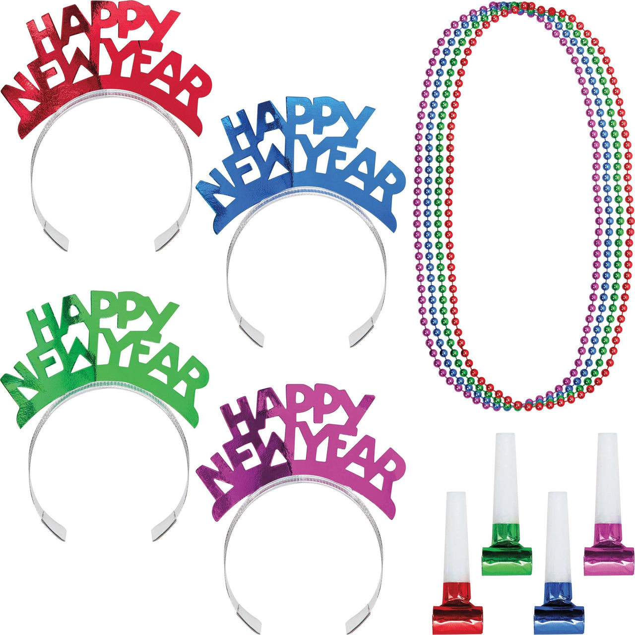 12 Kits per Case Assorted Colors New Year Wearables Kit for 4 - New Year's Eve Party Supplies by Creative Converting