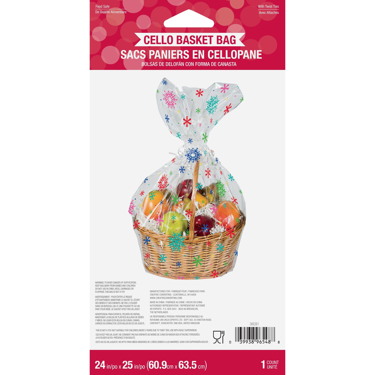 Bulk Case of Snowflake Basket Bag