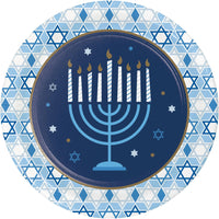 96 pc Bulk Hanukkah Celebration 8.75 Inch Dinner Plate - Hanukkah Party Supplies by Creative Converting
