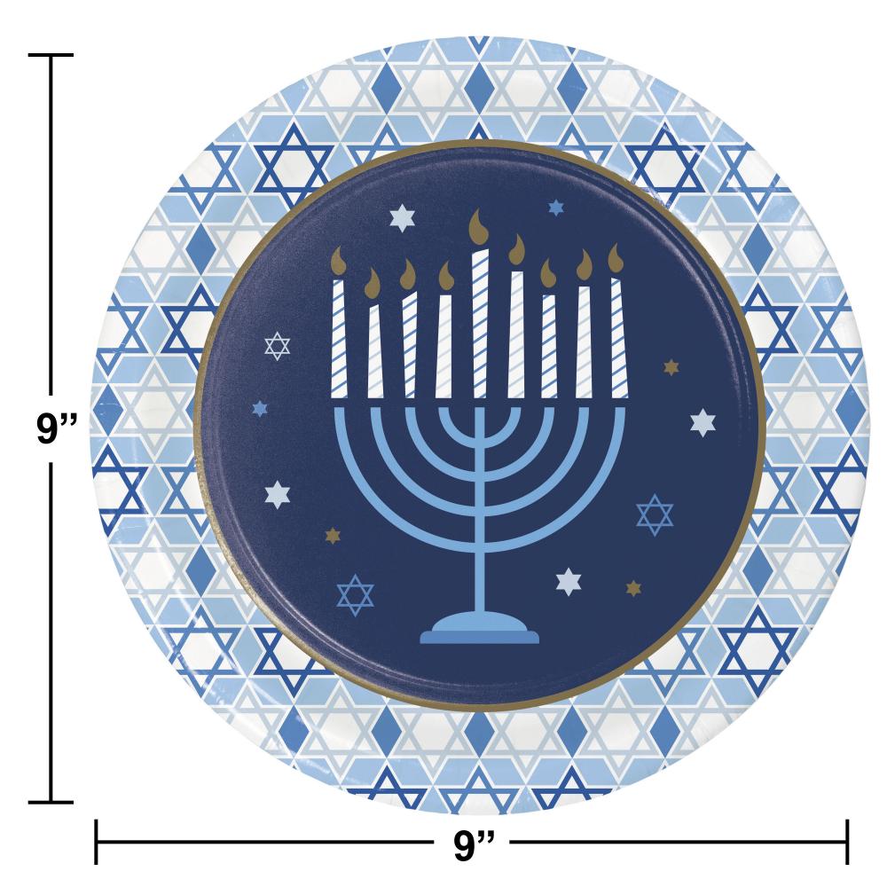 Bulk Case of Hanukkah Celebration 8.75 Inch Dinner Plate