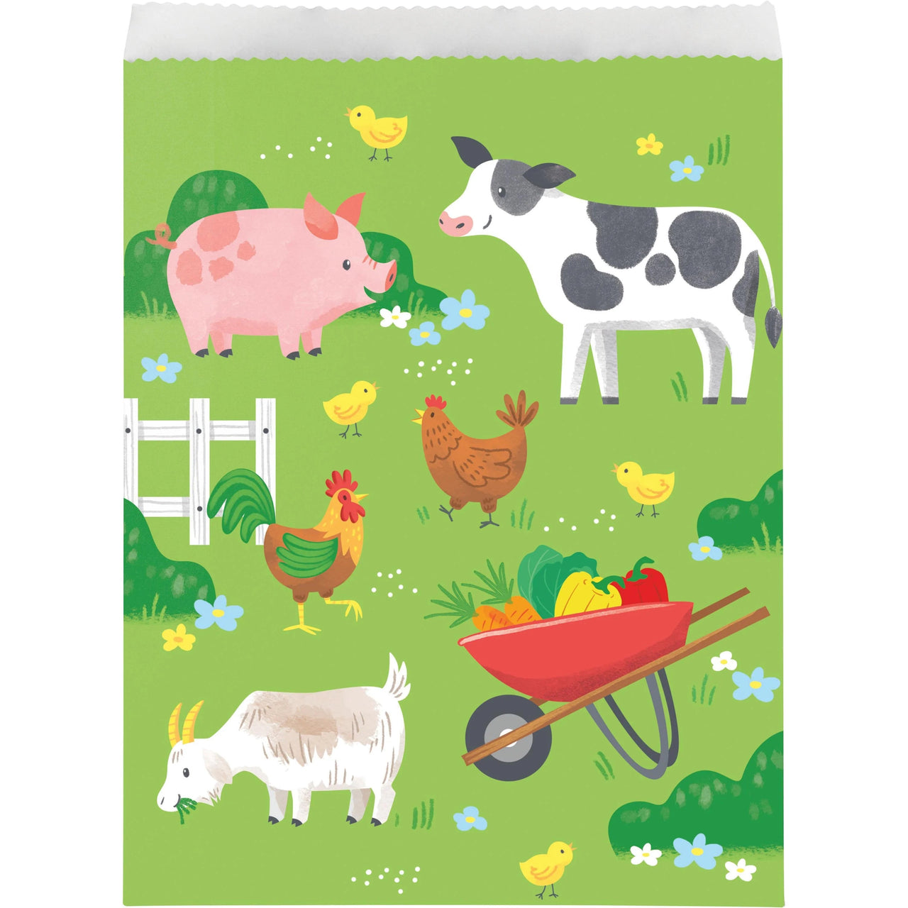 96 pc Bulk Farm Animals Paper Treat Bags, Large - Birthday Party Supplies by Creative Converting