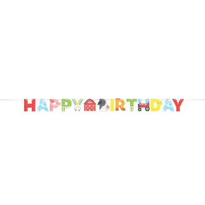 6 pc Bulk Farm Animals Letter Banner w/ Ribbon - Birthday Party Supplies by Creative Converting