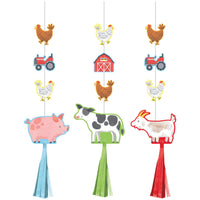 36 pc Bulk Farm Animals Hanging Cutouts w/ Tassels - Birthday Party Supplies by Creative Converting