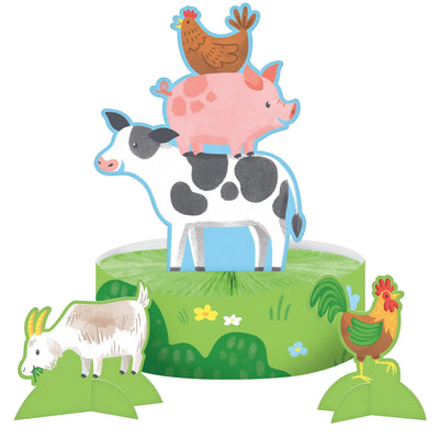 6 pc Bulk Farm Animals Honeycomb Centerpiece w/ Stands - Birthday Party Supplies by Creative Converting