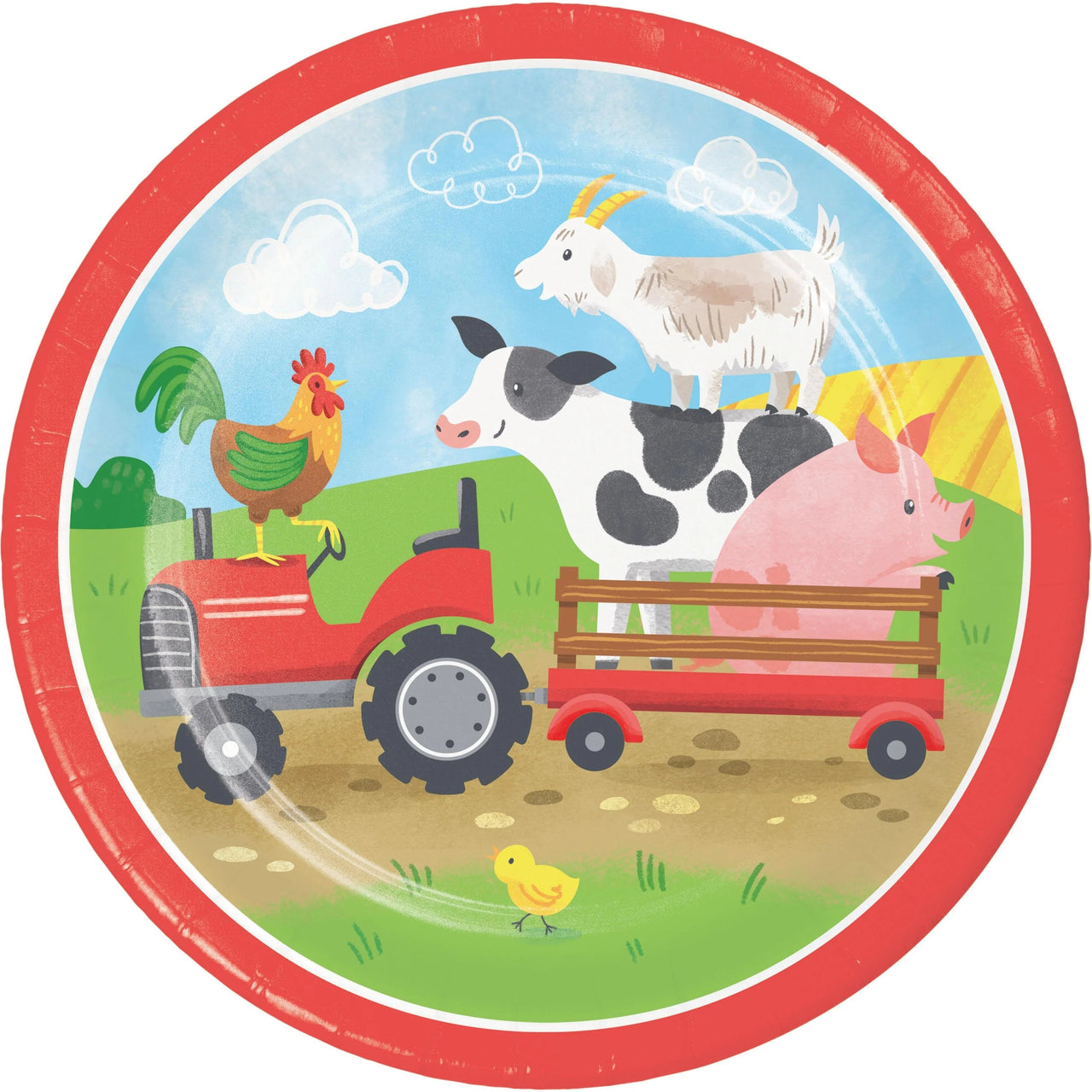96 pc Bulk Farm Animals 6.75 Inch Dessert Plate - Birthday Party Supplies by Creative Converting