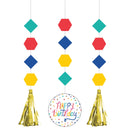 36 pc Bulk Birthday Confetti Hanging Cutouts w/ Tassels - Birthday Party Supplies by Creative Converting