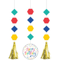 36 pc Bulk Birthday Confetti Hanging Cutouts w/ Tassels - Birthday Party Supplies by Creative Converting