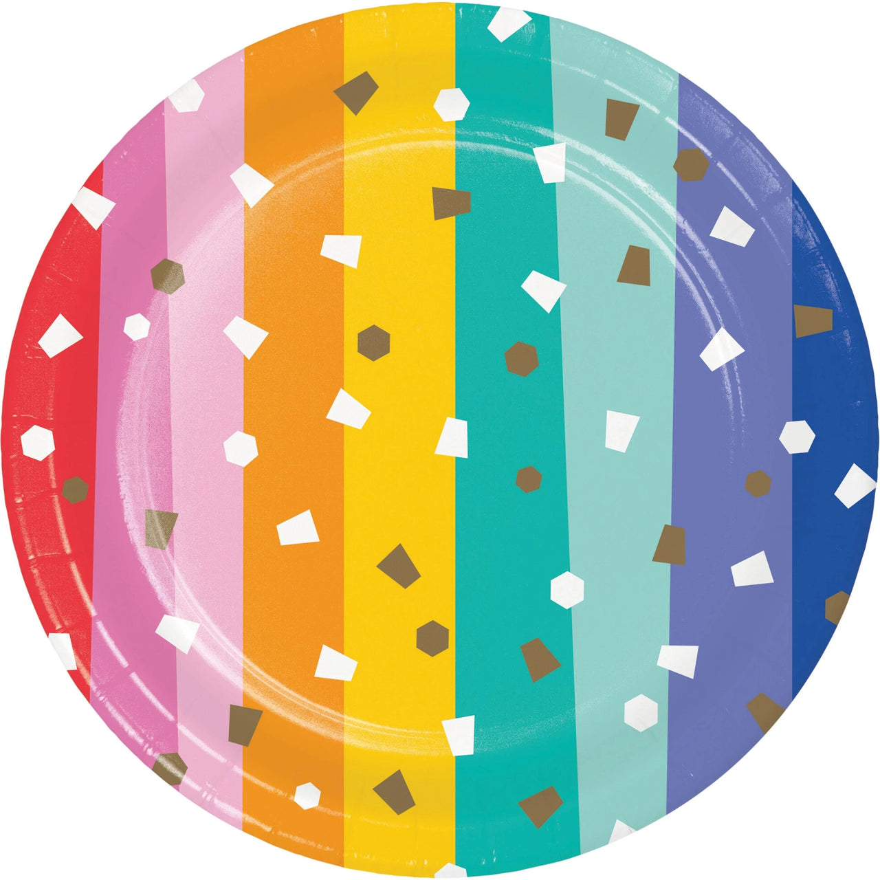 96 pc Bulk Birthday Confetti 6.75 Inch Dessert Plate - Birthday Party Supplies by Creative Converting