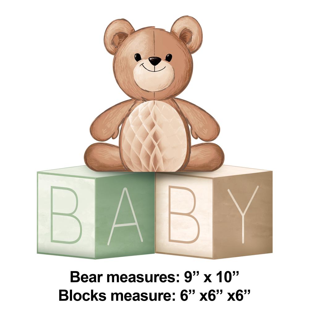 Bulk Case of Teddy Bear Centerpiece Baby Blocks w/ Honeycomb