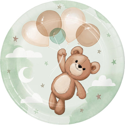 96 pc Bulk Teddy Bear 6.75 Inch Dessert Plate - Baby Shower Party Supplies by Creative Converting