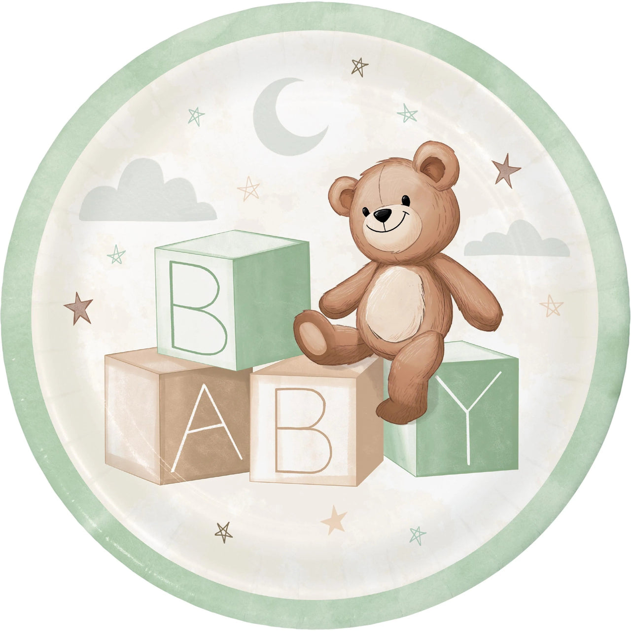 96 pc Bulk Teddy Bear 8.75 Inch Dinner Plate - Baby Shower Party Supplies by Creative Converting
