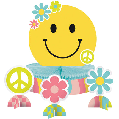 6 pc Bulk Flower Power Honeycomb Centerpiece w/ Stands - Birthday Party Supplies by Creative Converting