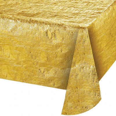 12/Case Tablecover 54" x 84" - Metallic Gold - Solid Color Party Tableware by Creative Converting